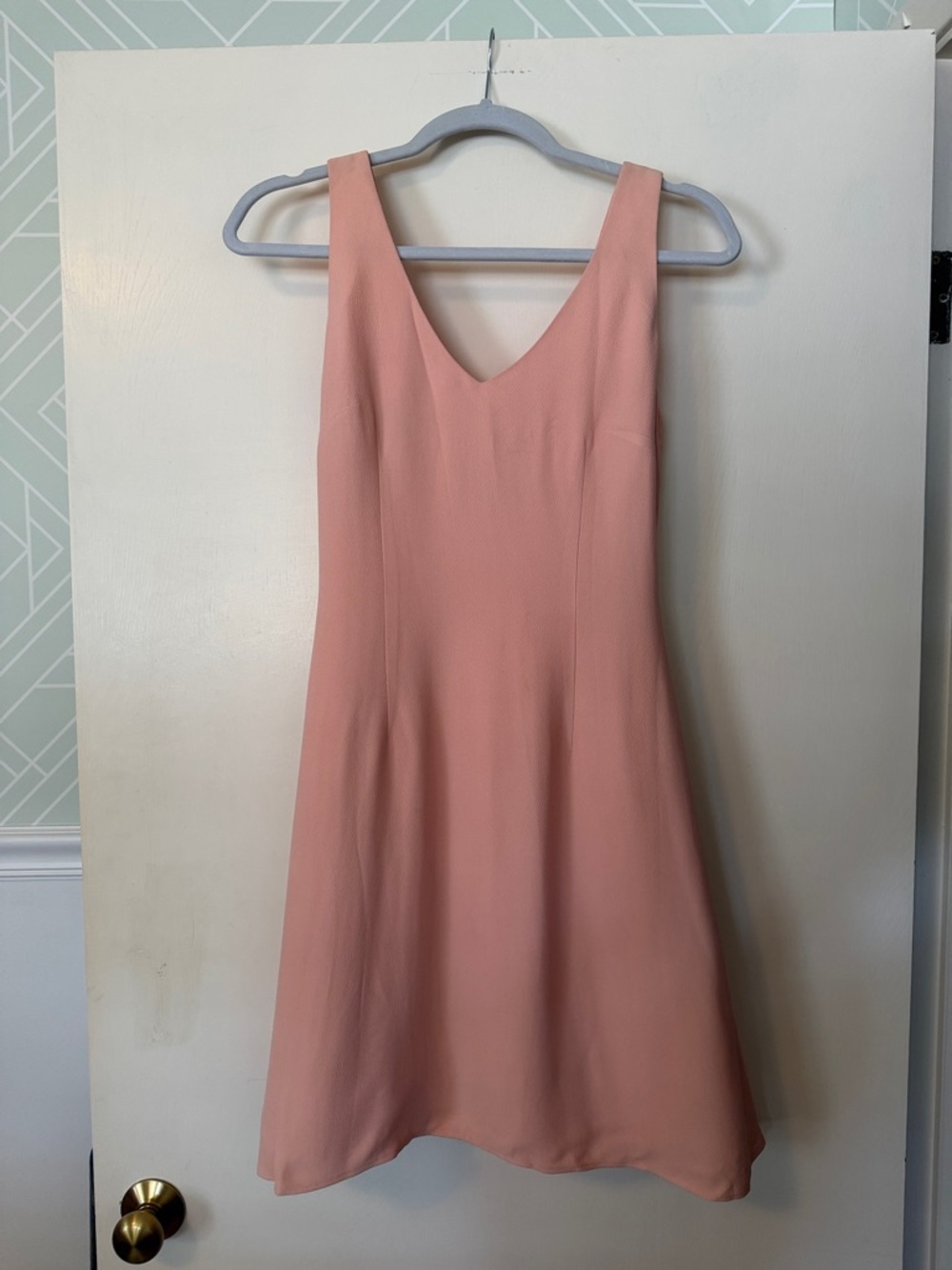 Nicole Miller Soft Peach V-Neck Midi Dress